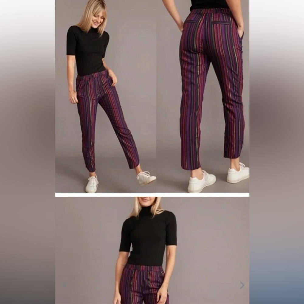 Sz medium 8 10 Marine Layer Allison Striped Women's Pants - purple gold